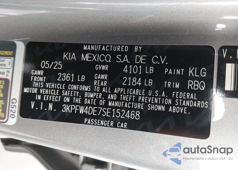2025 Kia K4 Gt-Line z USA, uszkodzony, nr VIN 3KPFW4DE7SE152468